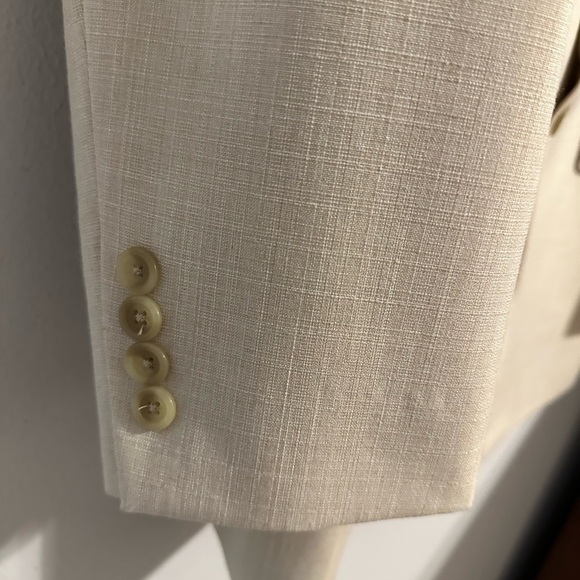 Chaps Mens 2 Button Blazer Sportcoat Sz 42L Cream Linen Style Career Preppy - Picture 11 of 11